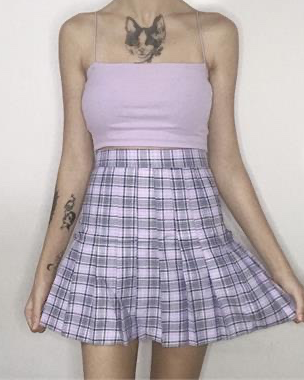 Pink in purple skirt 